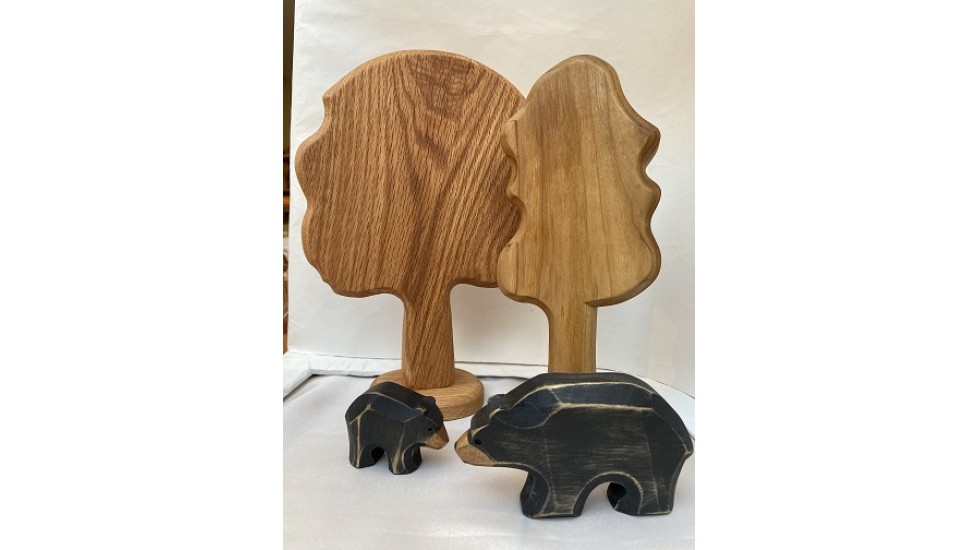 Ours noirs, jouet écologique, jouet en bois, animaux de la forêt, figurine, décoration
